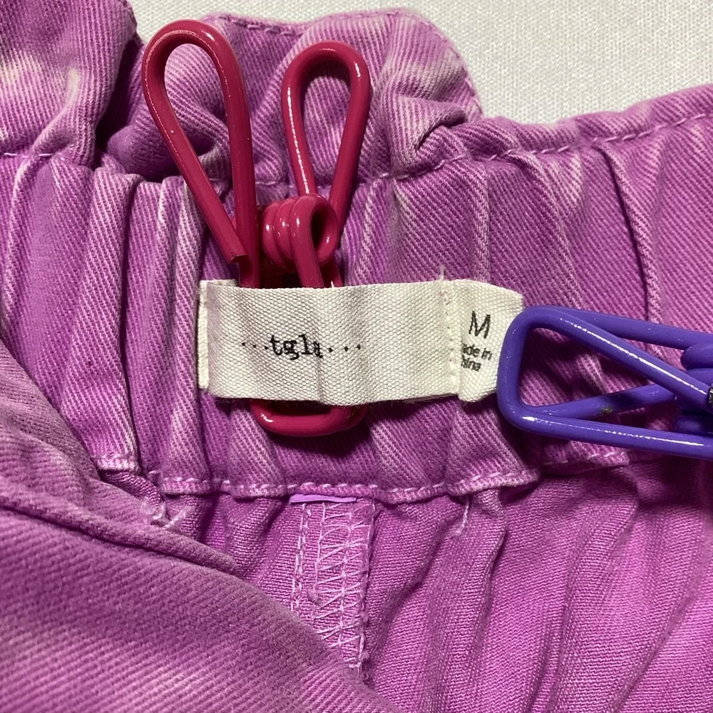 High Waist Pink Ruffled Women's Cotton Shorts - Picture 4 of 6